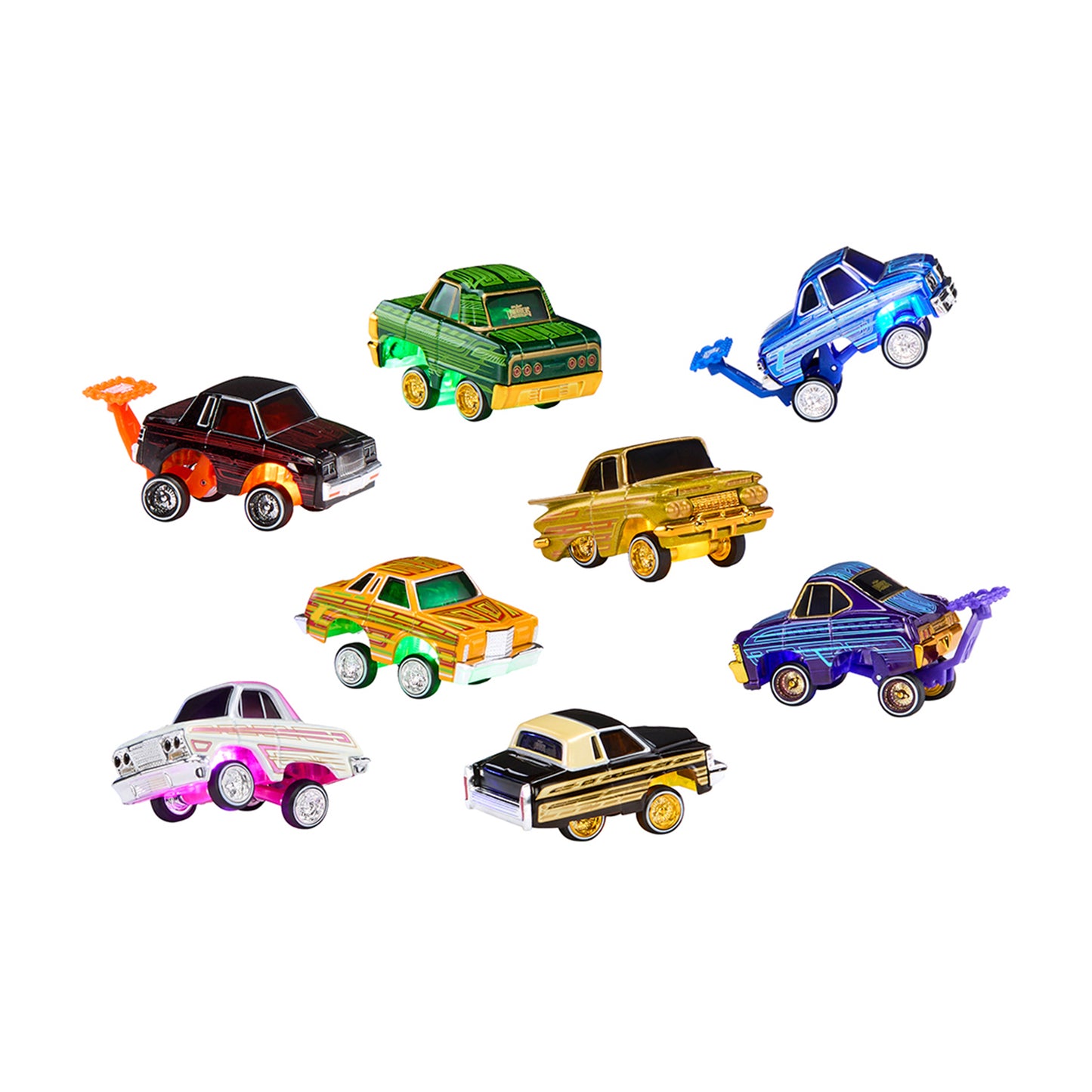 CarTuned 1:64 Lowriders SHOW GLOW Series 3 Assortment of 8 Styles 2026 – L.E.D. Light Up & Hopper Chassis Option
