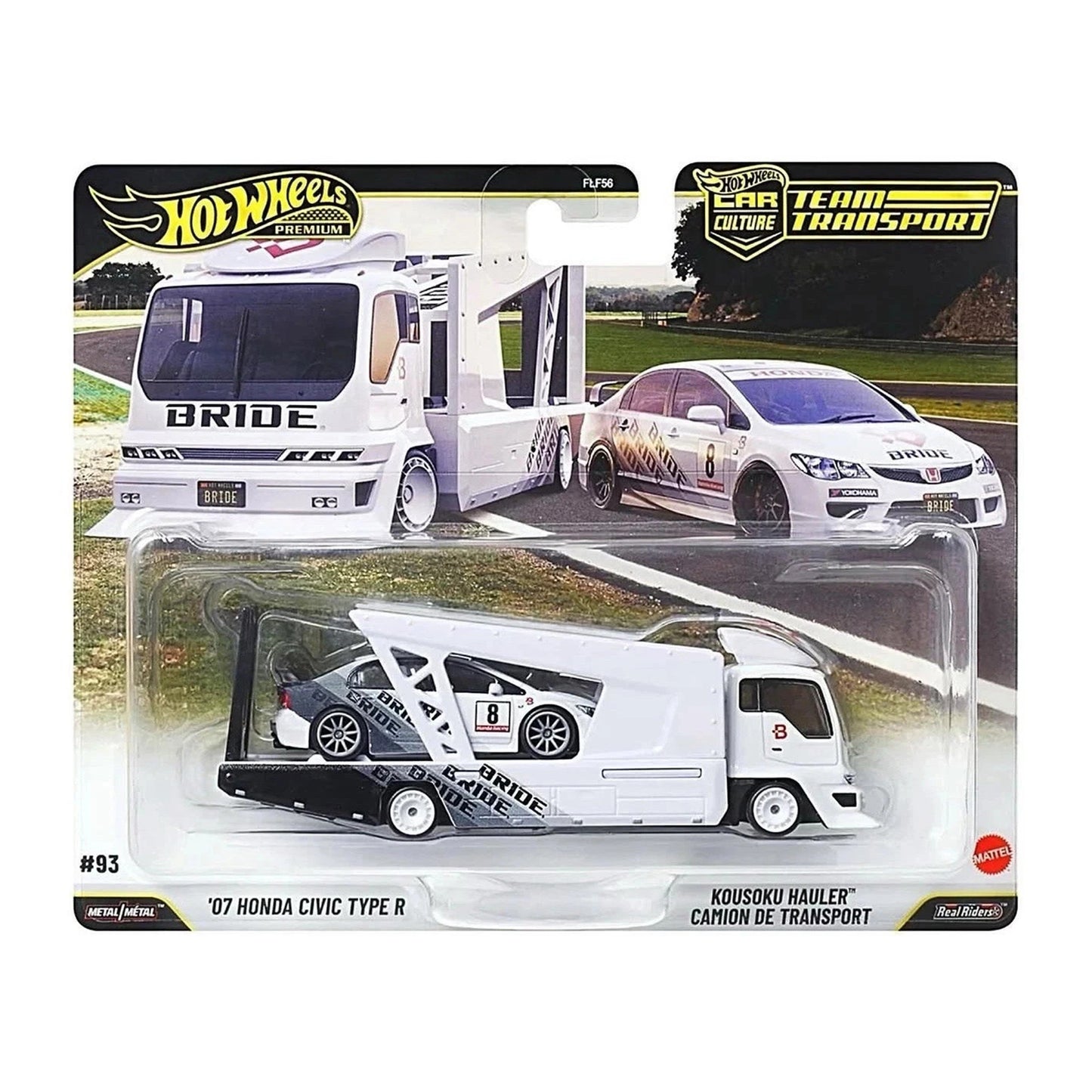 Hot Wheels 1:64 Team Transport '07 HONDA CIVIC TYPE R "BRIDE" Livery