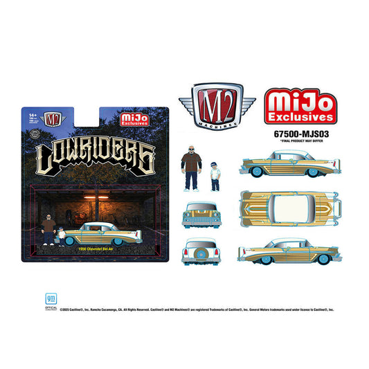 M2 Machines 1:64 Diorama Series 1956 Chevrolet Bel Air Lowriders with 2 Dad & Son Figures – Mijo Exclusives