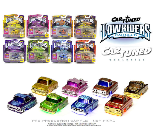 CarTuned 1:64 Lowriders SHOW GLOW Series 1 Assortment of 8 Styles 2025 – L.E.D. Light Up Chassis
