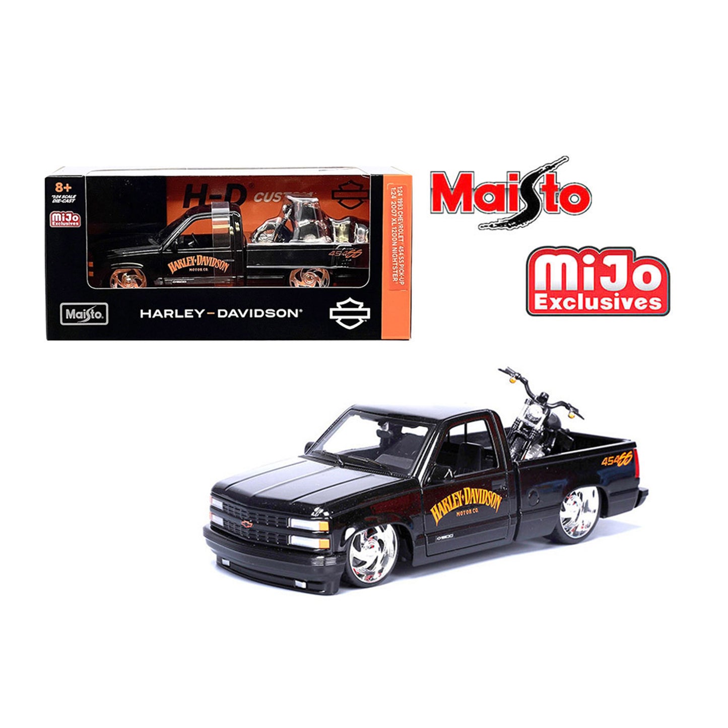 Maisto 1:24 1993 Chevrolet 454SS Pick-Up & 2007 XL 1200N Nightster Harley-Davidson Bike Custom Limited 1,800 pcs