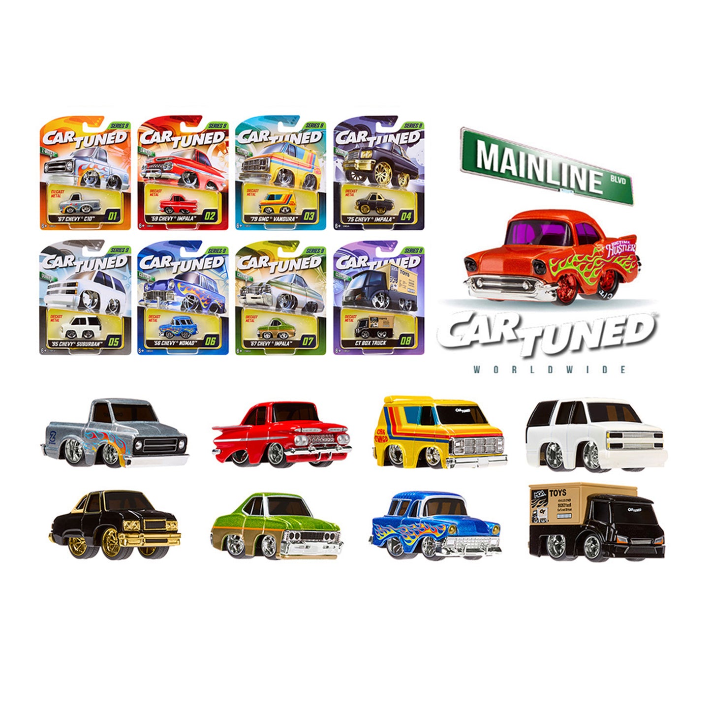 CarTuned 1:64 Series 9 Mainline Assortment of 8 Styles 2026